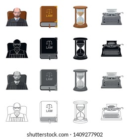 Vector illustration of law and lawyer logo. Collection of law and justice vector icon for stock.