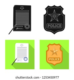 Vector illustration of law and lawyer sign. Collection of law and justice stock symbol for web.