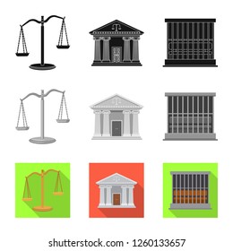 Vector illustration of law and lawyer sign. Collection of law and justice stock symbol for web.