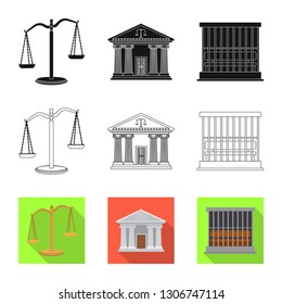 Vector illustration of law and lawyer sign. Set of law and justice stock vector illustration.