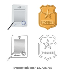 Vector illustration of law and lawyer sign. Set of law and justice stock vector illustration.