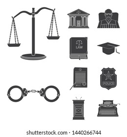 Vector illustration of law and lawyer sign. Collection of law and justice vector icon for stock.