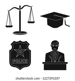Vector illustration of law and lawyer symbol. Set of law and justice vector icon for stock.