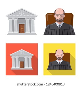 Vector illustration of law and lawyer symbol. Collection of law and justice stock vector illustration.