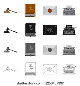 Vector illustration of law and lawyer symbol. Collection of law and justice vector icon for stock.