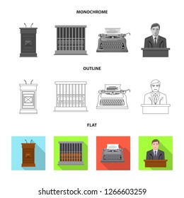 Vector illustration of law and lawyer symbol. Set of law and justice stock vector illustration.