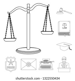 Vector illustration of law and lawyer symbol. Collection of law and justice stock vector illustration.