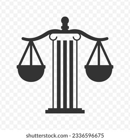 Vector illustration of law pillar icon in dark color and transparent background(PNG).