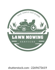 Vector illustration of Lawn mowing company logo concept