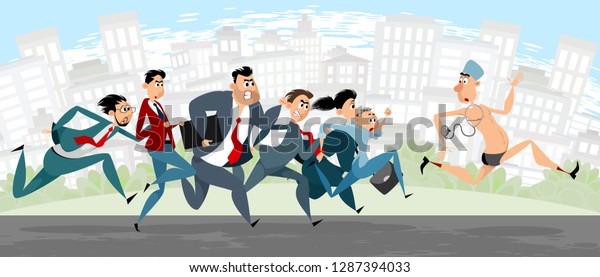 Vector Illustration Lawyers Chasing Doctor Stock Vector (Royalty Free ...