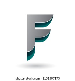 Ilustración vectorial de un icono gris 3d estratificado para la letra F aislado en un fondo blanco
