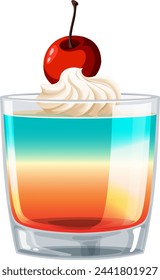 Vector illustration of a layered cocktail with whipped cream.