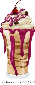 Vector illustration of a layered dessert milkshake.