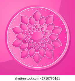Ilustración vectorial de una flor de loto en capas en suaves tonos rosas con efectos de sombra. Perfecto para saludos Diwali, Elementos de estudio de bienestar o fondos femeninos.