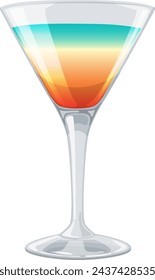 Vector illustration of a layered rainbow cocktail