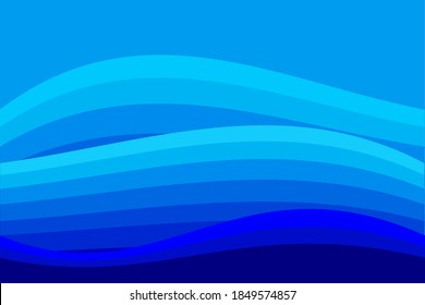 vector illustration of layered sea wave abstract background. suitable for design elements with modern themes. a cool, fresh blue.
