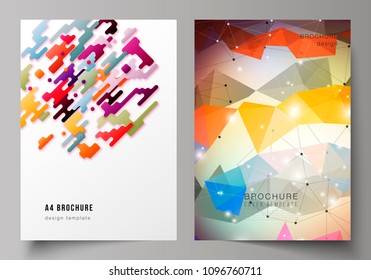 The vector illustration of the layout of A4 format modern cover mockups design templates for brochure, magazine, flyer, booklet, report. Abstract colorful geometric backgrounds in minimalistic design