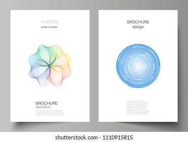 The vector illustration of the layout of A4 format modern cover mockups design templates for brochure, magazine, flyer, booklet, report. Abstract colorful geometric backgrounds in minimalistic design