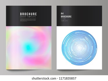 The vector illustration of the layout of A4 format modern cover mockups design templates for brochure, magazine, flyer, booklet, report. Abstract colorful geometric backgrounds in minimalistic design