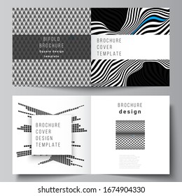 Die Vektorillustration-Illustration Layout von zwei Cover Vorlagen für quadratische Design zweifach Broschüre, Magazin, Flyer, Broschüre. Abstrakte Hintergründe für die Visualisierung von Big Data mit Linien und Würfeln.