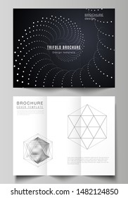 Vector illustration layouts. Modern creative cover design templates for trifold brochure or flyer. 3d polygonal geometric modern design abstract background. Science or technology vector illustration.