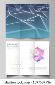 Vector illustration layouts. Modern creative covers design templates for trifold brochure or flyer. 3d polygonal geometric modern design abstract background. Science or technology vector illustration.