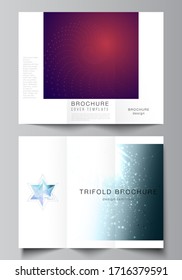 Diseños de ilustraciones vectoriales. Modernas plantillas de diseño de cubiertas creativas para folletos o volantes triplicados. Fondo abstracto de diseño moderno geométrico 3d. Ilustración vectorial de ciencia o tecnología.