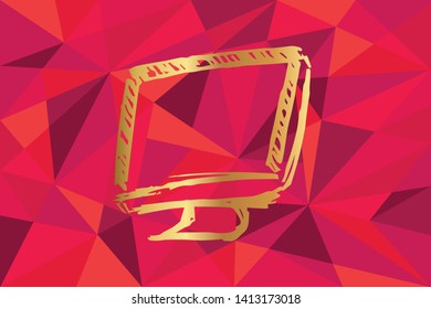 Vector Illustration of LCD Monitor For Laptop and Computer Icon with Red Polygon and Geometric. Graphic Design for Template, Layout, Background, Poster and More. 