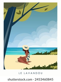 Vector illustration Le Lavandou. Poster design, banner, travel postcard, cover. Modern design. Tourism.