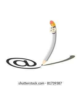 Vector illustration of lead pencil drawing "a" symbol