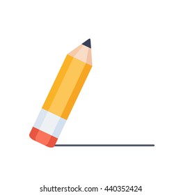 Vector illustration of lead pencil erasing line isolated on white background 