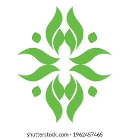 Vector illustration of a leaf abstraction logo template, a human head shaped green letter l. editable. 