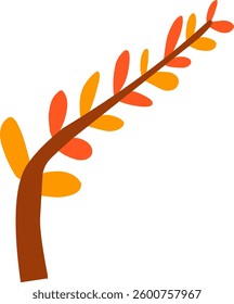 vector illustration of leaf branch with autumn color. hand drawn floral leaf ornament.