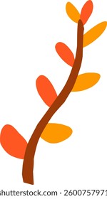 vector illustration of leaf branch with autumn color. hand drawn floral leaf ornament.