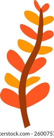 vector illustration of leaf branch with autumn color. hand drawn floral leaf ornament.