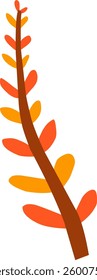 vector illustration of leaf branch with autumn color. hand drawn floral leaf ornament.