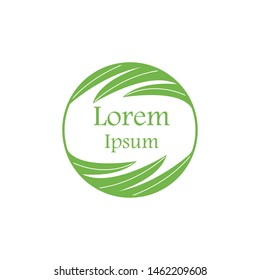 vector illustration leaf and circle icon logo design green color