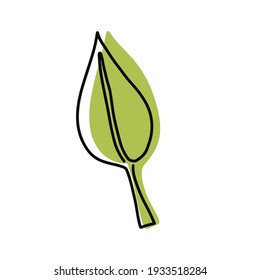 The vector illustration of the leaf is drawn by one line. A natural concept.