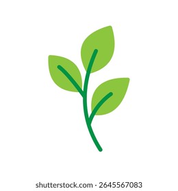 Vector illustration of a leaf in flat style isolated on white background