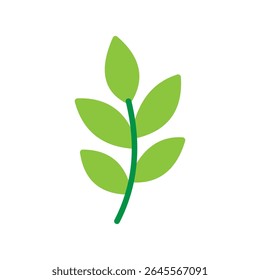 Vector illustration of a leaf in flat style isolated on white background