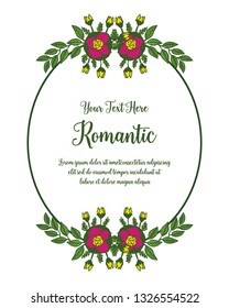 Vector illustration leaf floral frame elegant for invitation romantic hand drawn