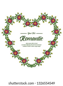 Vector illustration leaf floral frame elegant for invitation romantic hand drawn