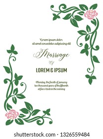Vector illustration leaf floral frame for writing invitation wedding hand drawn