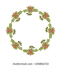 Vector illustration leaf floral frame with white background hand drawn
