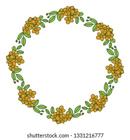 Vector illustration leaf floral frame circular hand drawn