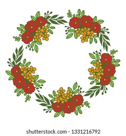 Vector illustration leaf floral frame circular hand drawn