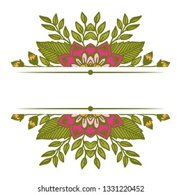 Vector illustration leaf floral frame white background hand drawn