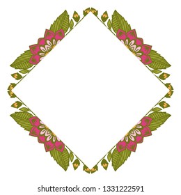 Vector illustration leaf floral frame for card hand drawn