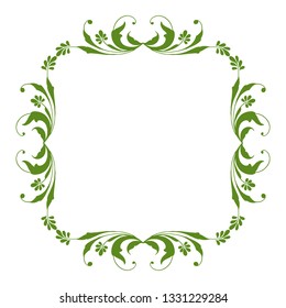 Vector illustration leaf floral frame circular blooms for card welcome hand drawn