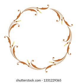 Vector illustration leaf floral frame circular blooms for card welcome hand drawn